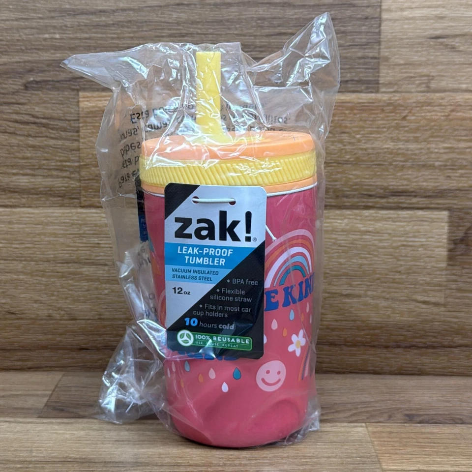 Zak! Taza de acero inoxidable antimicrobiana Everyday Smiles a prueba de fugas sin BPA de 12 OZ Foto 2 de 2