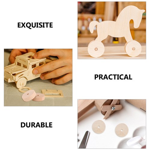 30 Pcs Wheel Toy Accessories Child Mini Craft Wood Wheels for Car - Picture 6 of 11