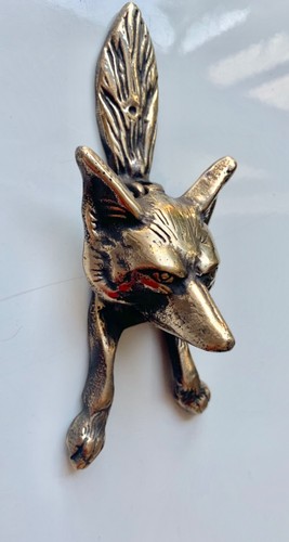 Small FOX front Door Knocker aged bronze patina heavy SOLID heavy 100% BRASS - Picture 6 of 17