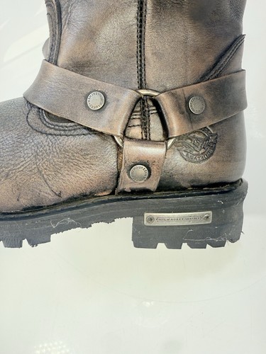 [MILWAUKEE] Abgenutzt Braun Leder Klassisch Harness Stiefel Eckige Zehe Herren 10,5 - Bild 10 von 13