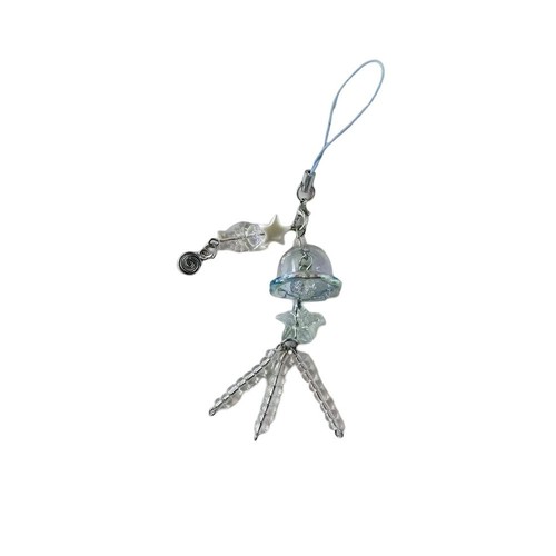 Fashionable Jellyfish Bead Pendant Keychain for Mobile Phones and More - Picture 6 of 15