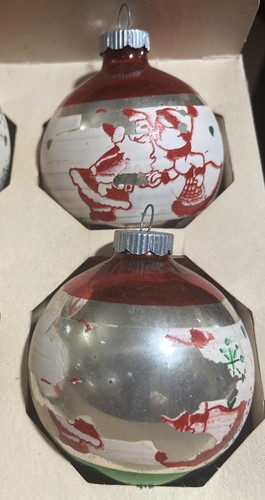 6 Vintage Poloron Shiny Bright Christmas Ornaments - Picture 8 of 9