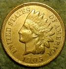 1905 American Indian Head Cent Circulated Brown Philadelphia Mint Penny.