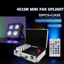 10Pcs Wifi Control Battery par uplight 4x18 RGBWAUV with Rechargeable case