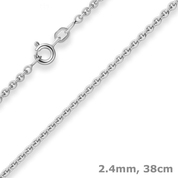 2,4Mm Rund-Ankerkette Silberkette Collier Halskette Aus 925 Silber 38Cm-image