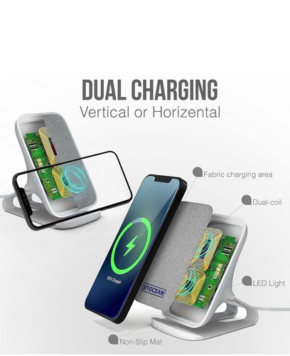 Cargador Inalámbrico Rápido, Soporte de Carga Inalámbrico Max 10W Certificado Qi para iPhone - Imagen 2 de 5