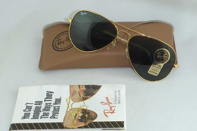 NOS! NEU! Vintage Ray Ban USA B&L Aviator 58 14 G15 Arista Gold  L0205 + case - Bild 1 von 4