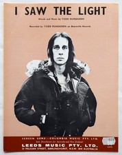 Todd Rundgren - I Saw The Light - 1972 Original Australian Sheet Music