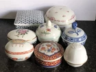 8 STUNNING ASSORTED PORCELAIN LIDDED BOXES