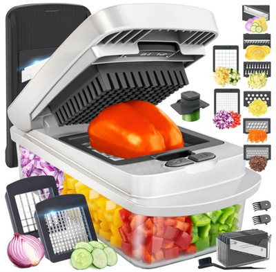 Picador verduras 10 en 1 con mandolina y recipiente para cocina rápida, Nuevo