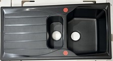 Liquida CMP15BL 1.5 Bowl Reversible Black Kitchen Sink And Waste Kit - GRADED