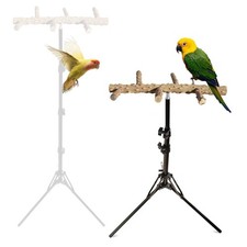 16-63 Inch Height Adjustable Pepper Wood Parrot Perch, Indoor and Outdoor Tra...