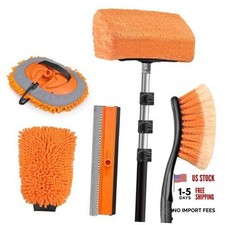 20ft Reach Car Wash Brush with Long Handle  Car Cleaning Kit  4-12FT