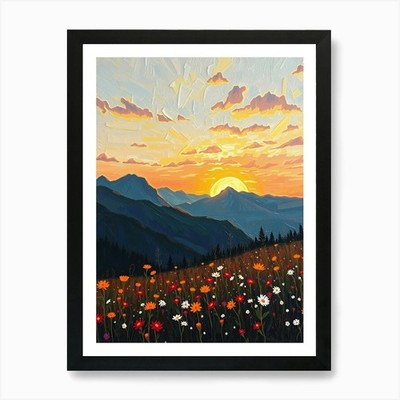 Sunset In The Mountains 37 Art Prin Framed Wall Art Poster Canvas Print Picture