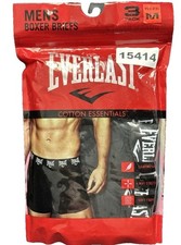 Everlast Mens Boxer Briefs Size M Black 3-Pack Tag Free Dri Fusion Cotton Soft