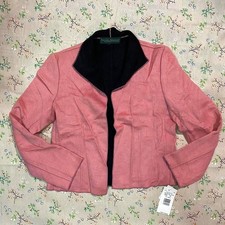 VTG Harve Benard Wool Blazer Jacket Collared Black Pink Size 10 Career Academia