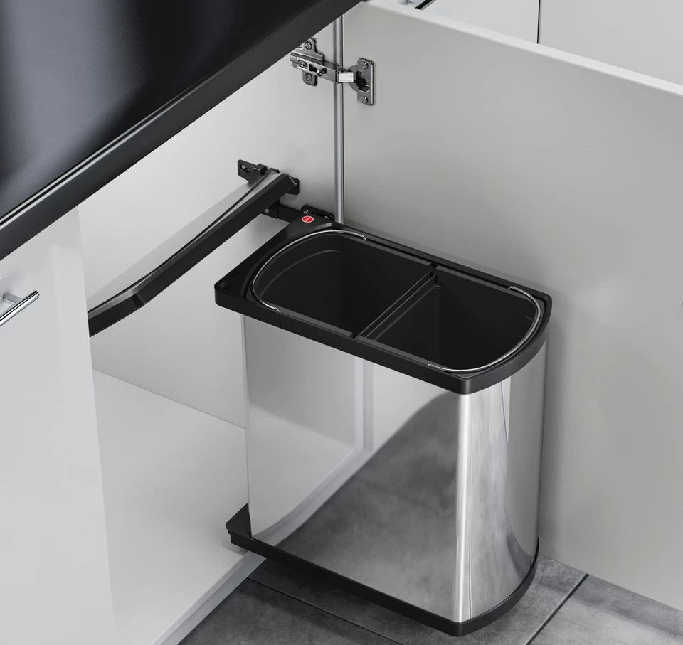 Hailo Pattumiera Doppio Incasso Da 45cm Armadio 2x8 L Raccolta Cucina - Immagine 4 di 4