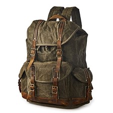 Heavy Duty Waxed Canvas Vintage Backpack for Men 400 x 340 x 190 mm Dark Brown