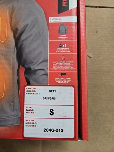 NEW Milwaukee Tool 204G-21s M12 12V TOUGHSHELL Heated Jacket KIT Gray Size S - Picture 5 of 7