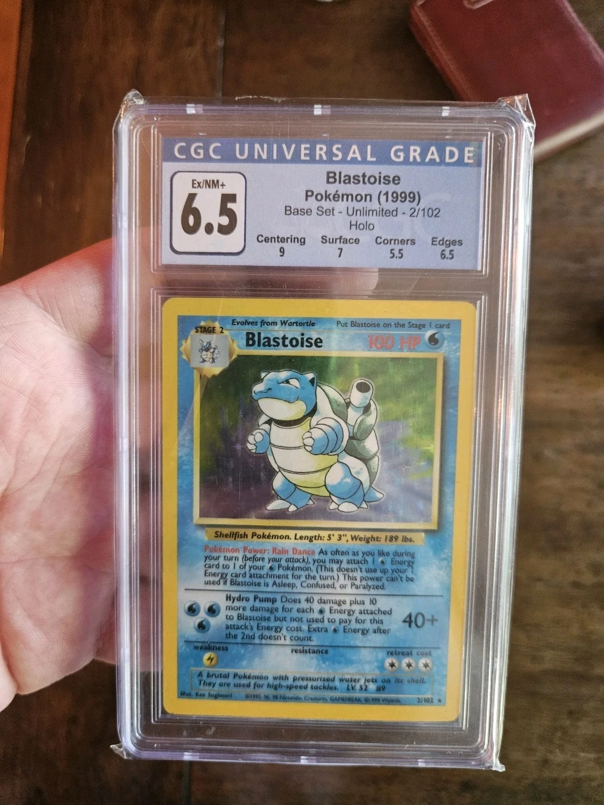 1999 Pokemon Base Set Blastoise Holo Rare Card 2/102 CGC 6.5