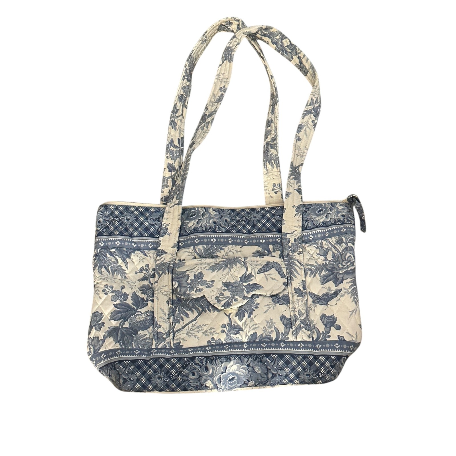 Vera Bradley Discontinued Blue and White Toile Floral Tote Bag