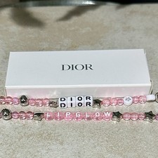 NEW Limited DIOR Lip Glow Pink Beaded Key Ring Phone Charm Phone Strap Bag Charm
