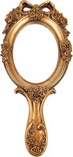 Vintage Handheld Mirror, Vanity Makeup Mirror with Handle, Antique Embossed Rose