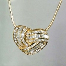 2Ct Round 14k Yellow Gold Plated Women's Heart Shape Pendant Necklace