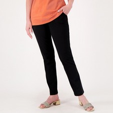 Denim  Co. Active Sz S Regular Duo Stretch Slim Straight Pants BLACK A460404