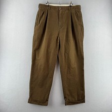 Vintage Polo Ralph Lauren Pants Mens 36x30 Fits 35x29 Brown Pleated Cotton