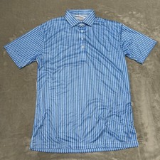 Collars  Co Dress Collar Polo Shirt Mens Medium Blue White Striped Stretch NWOT