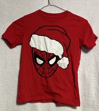 Marvel Santa Spiderman Red T-Shirt - Boys Size Small S Disney Christmas Holiday