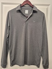 Callaway Opti-Dri Moisture Wicking Men's Long Sleeve Golf Polo Shirt Gray Size S