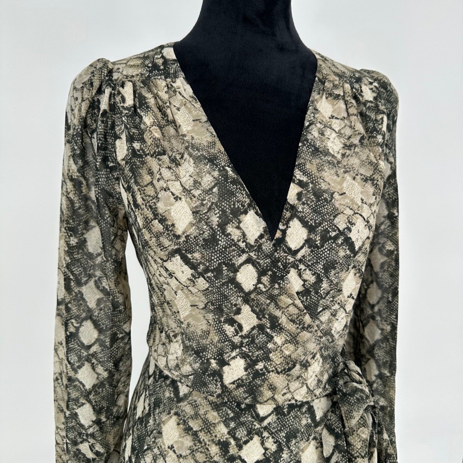 Leyden Python Snake Print Chiffon Wrap Short Dres… - image 2