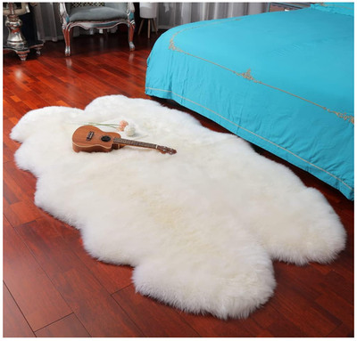 Genuine Sheepskin Area Rug Wool Rug Ivory White, 4 x 6 ft Sheepskin