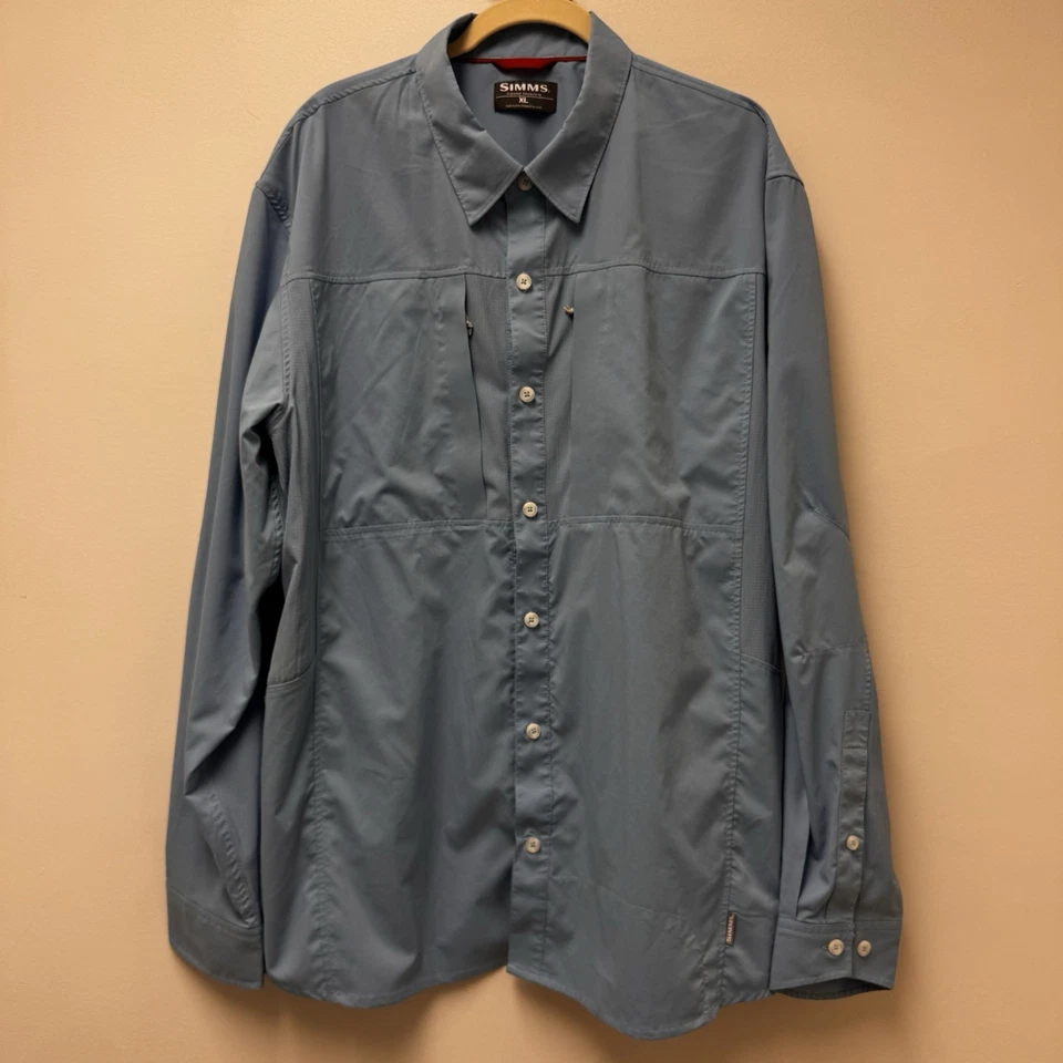 Simms Fishing Shirt Mens XL Blue Long Sleeve Lightweight Performance - Image 3 of 4
