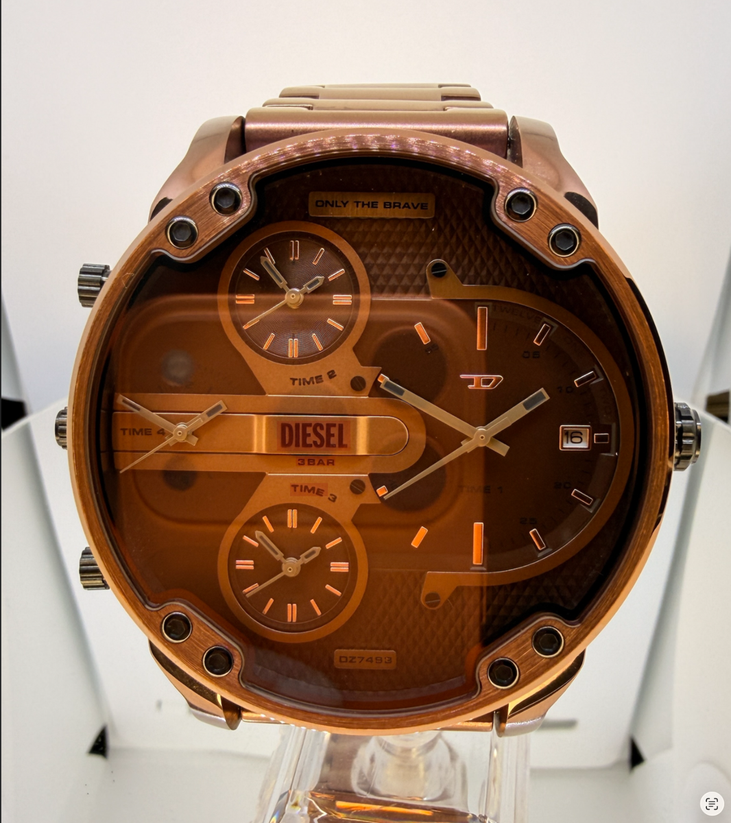 Diesel DZ7483 Men's Oversized Watch Chocolate Dial Multi Time Zone