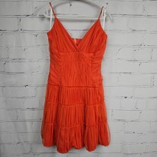 Jessica McClintock for Gunne Sax Orange Tiered Party Dress Womens 9/10 Vintage