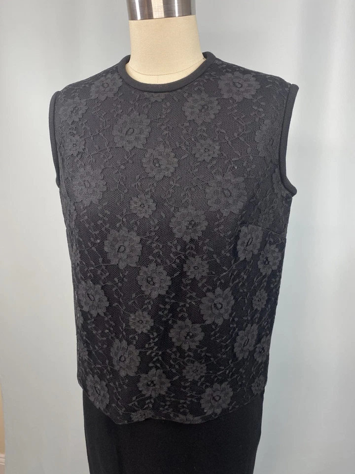 Conjunto de falda y top vintage vestido TALLA EXTRA PEQUEÑO XS lana negra años 60 encaje INGLATERRA Foto 2 de 4