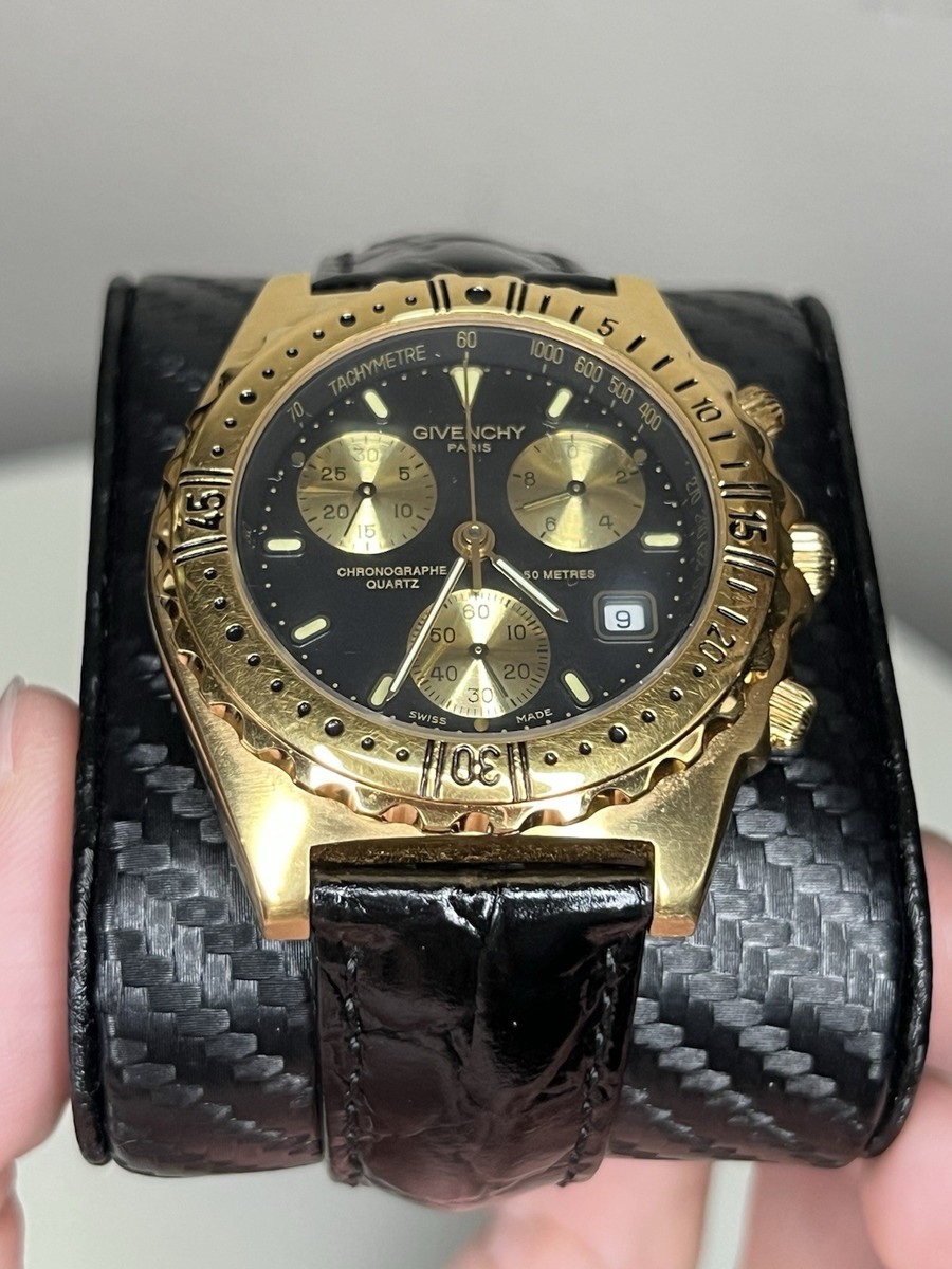 定価4万、GIVENCHY腕時計 Givenchy Paris Swiss Made Chronograph Date Gold Tone Watch | eBay