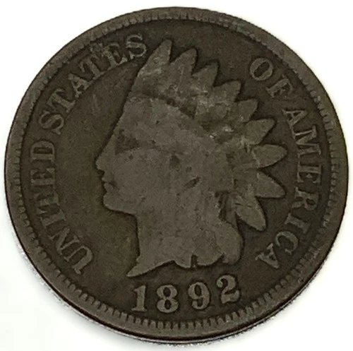 1892 Indian Head Cent G Good 1c, One Cent, Penny, US Coin - 1560