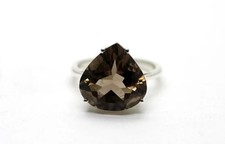 Natural Smoky Quartz Pear Silver Ring 925 Sterling Silver women Designer Ring