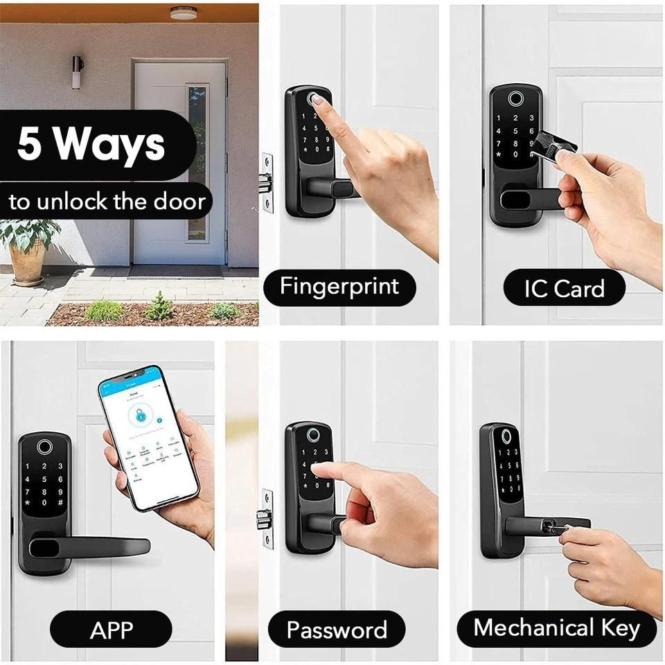 Smart Door Lock Wifi Biometric Fingerprint Touch Password Digital Keyless Keypad - Image 4 of 4