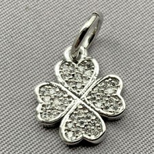 CZ Crystal Four Leaf Clover Charms 13x12mm Platinum Plated Brass Q2 Per Pkg