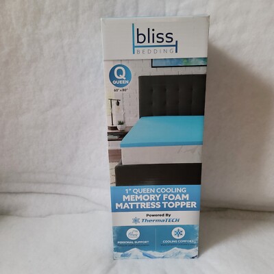 Bliss Bedding 1'' Queen Cooling Memory Foam Mattress Topper