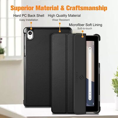 Custodia Fintie Per Onn Tablet 7" (4ª Generazione, Modello 2024) – Pelle Vegana Con Supporto, Nera