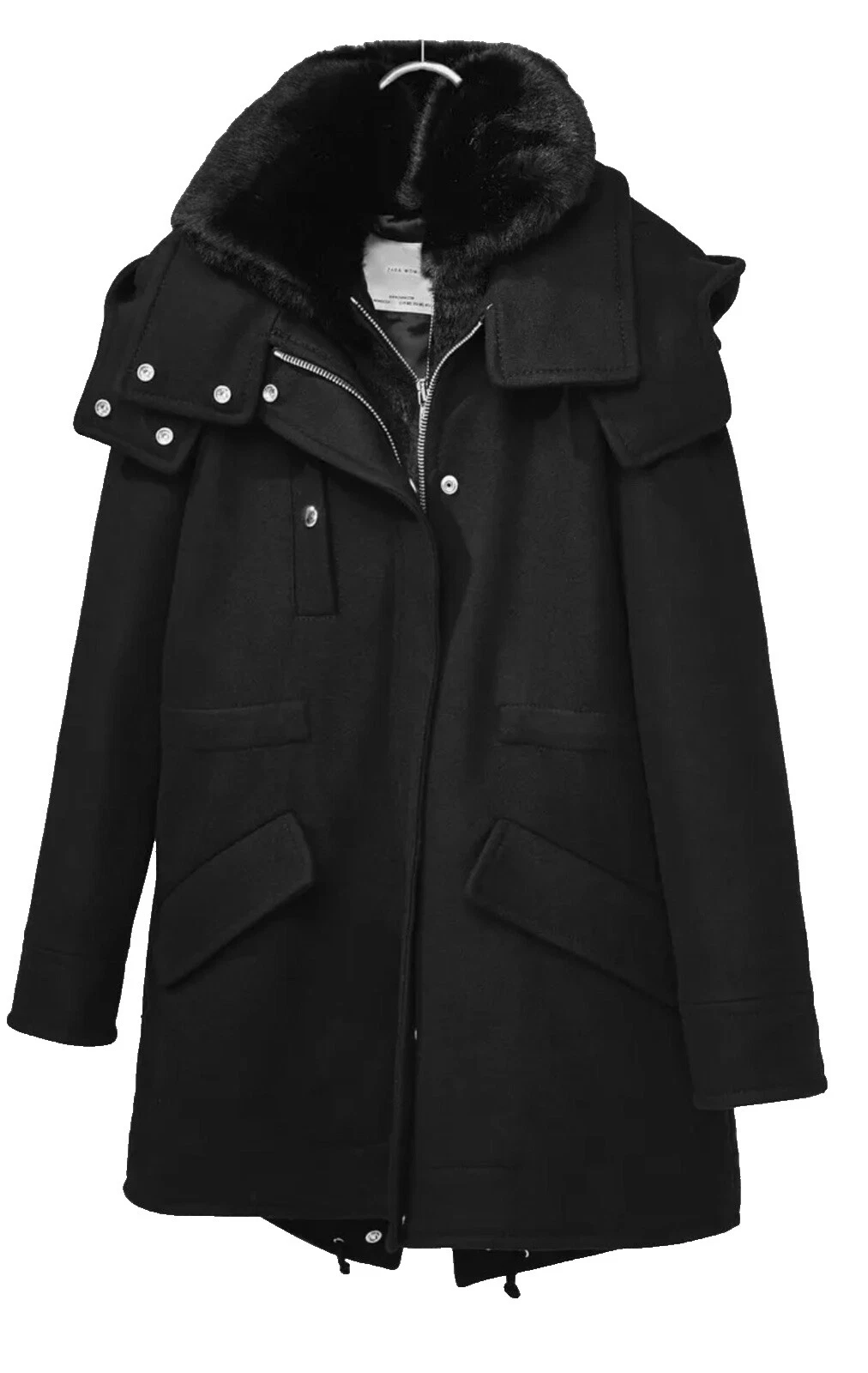 Negro Zara Parkas abrigos, chaquetas y chalecos para Mujeres