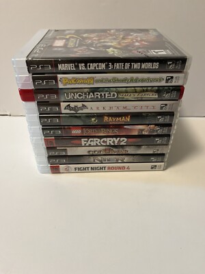 Lot Of 10 PS3 Games Farcry Nier Batman ￼ Uncharted Pacman Marvel Rayman Lego