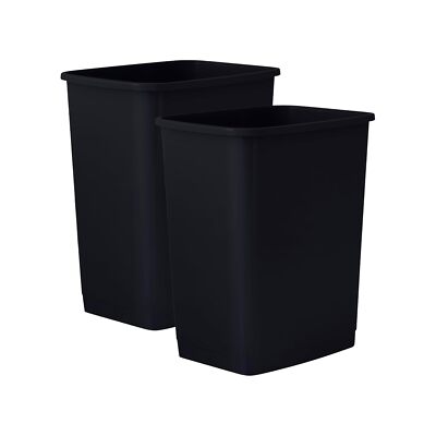 Superio Small 2.5 Gallon Plastic Trash Can, Waste Bin,  10 Qt (2, Black)