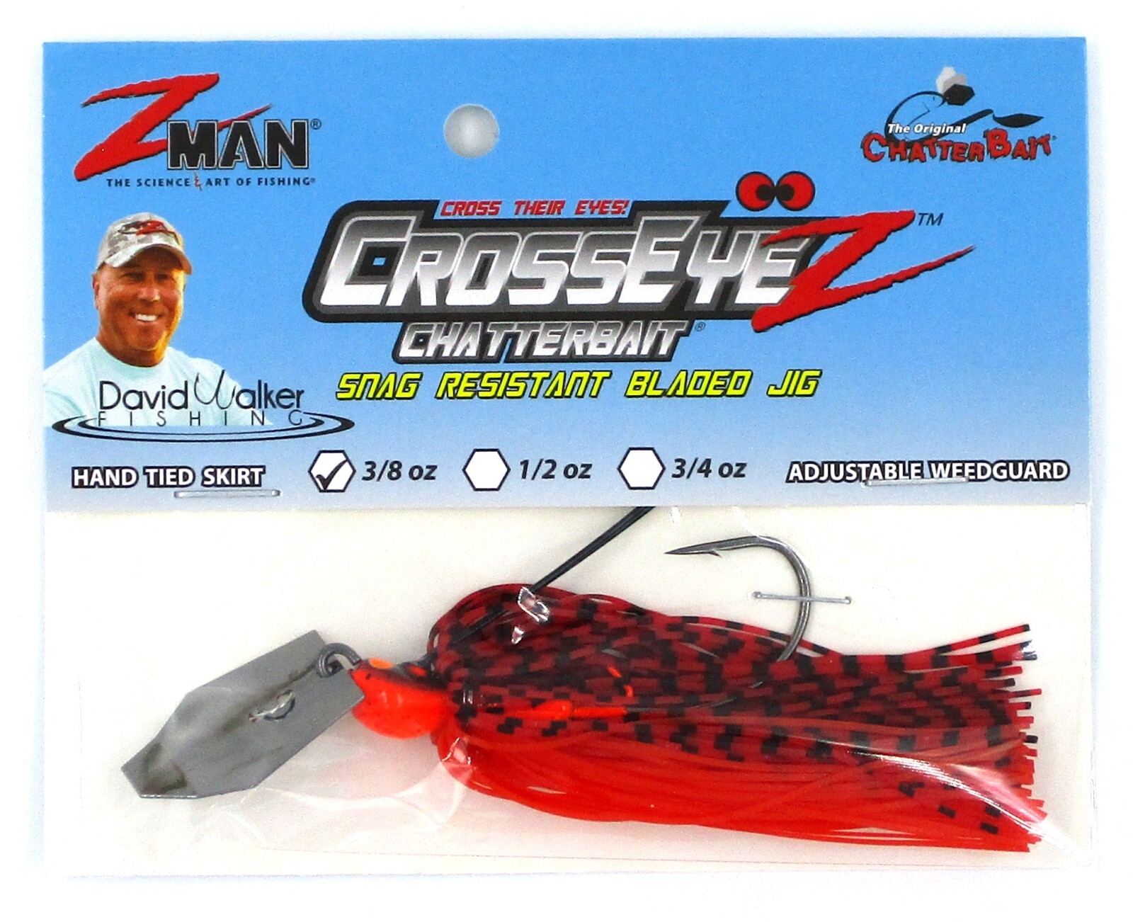 (6) Z-Man 3/8 Oz Crosseyez Chatterbait Fishing Lure Fire Craw CBCE38-07 New - Image 2